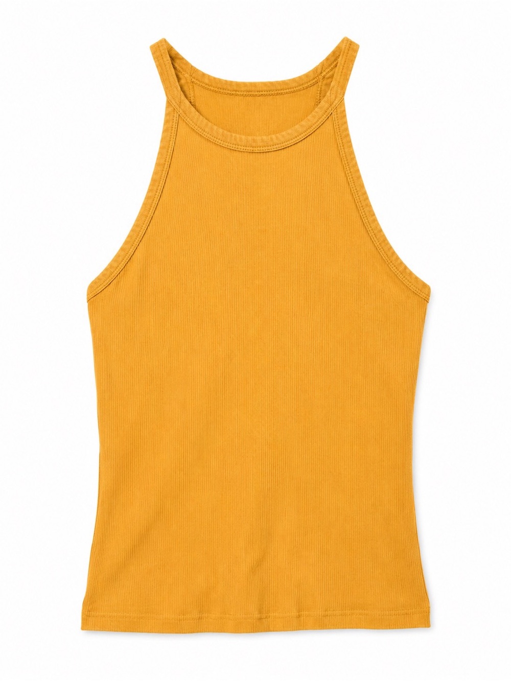 Gap Rib Halter Tank Top Gilded Gold Mustard Yellow Size S